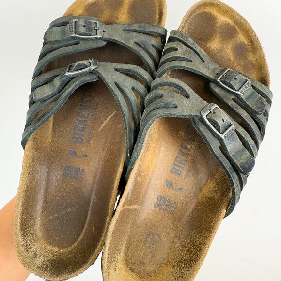 Birkenstock Granada  Leather Two Strap Sandals Gray - 38 (7-7.5 US) - Picture 2 of 8